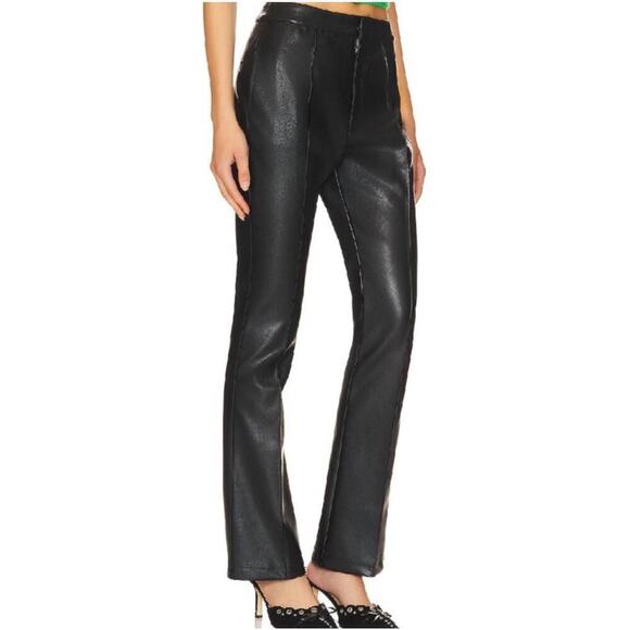 Line and Dot Reina Black Faux Leather Mid Rise Straight Leg Pants Size Small NWT - Picture 3 of 9
